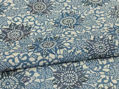 平和屋着物＊夏物　小紋　絽　藍　型染め　花尽くし　正絹　逸品　AABJ2518jd