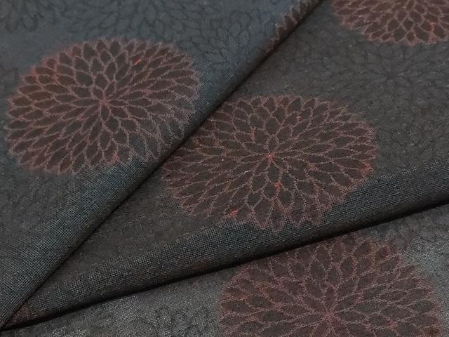 平和屋着物＊夏物　お召　紗　菊　正絹　逸品　AABJ2519jd
