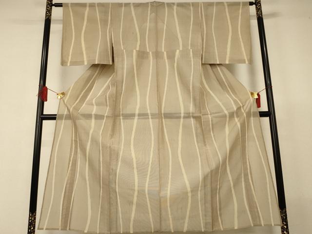 平和屋着物＊夏物　紗紬　よろけ縞　正絹　逸品　AABJ2523jd