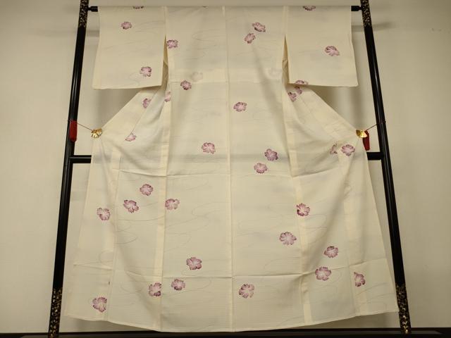平和屋着物＊夏物　小紋　絽　舞花文　三越扱い　正絹　逸品　AABJ2525jd