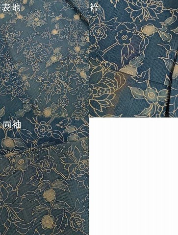 平和屋着物＊夏物　小紋　紗紬　草花文　正絹　逸品　AABJ2527jd