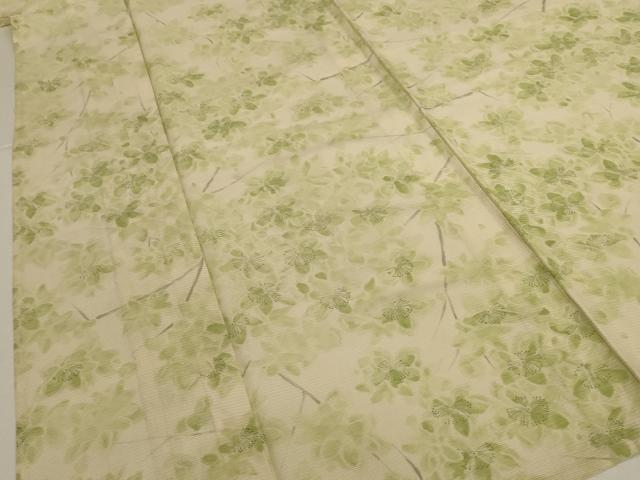 平和屋着物＊夏物　小紋　絽　手描き　枝花文　正絹　逸品　AABJ2533jd