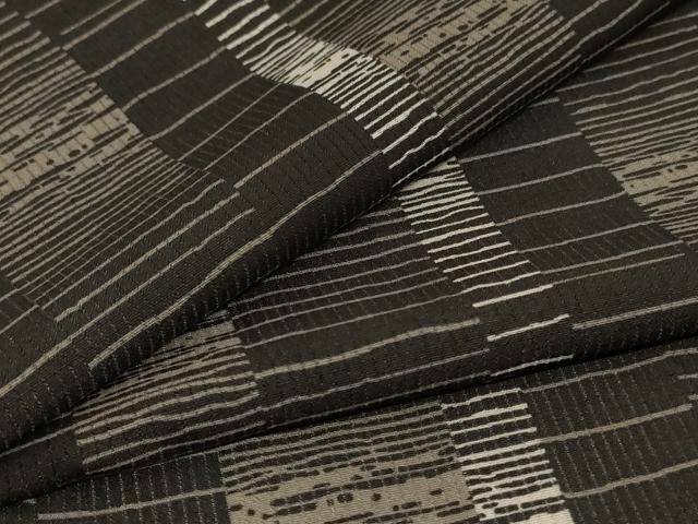 平和屋着物＊夏物　小紋　縦絽　間道　黒地　洗える着物　未使用　AABJ2538jd