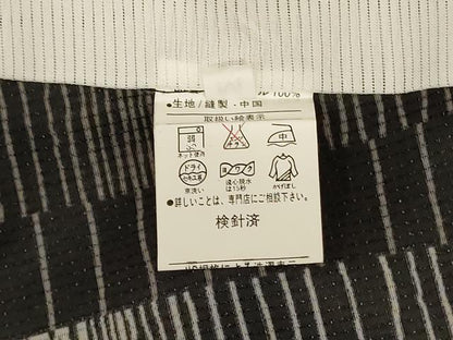 平和屋着物＊夏物　小紋　縦絽　間道　黒地　洗える着物　未使用　AABJ2538jd