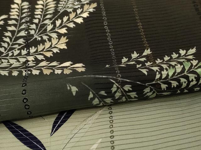 平和屋着物＊夏物　アンティーク　大正ロマン　黒留袖　絽　刺繍　草花文　暈し染め　正絹　逸品　AABJ2544jd