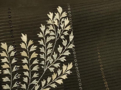 平和屋着物＊夏物　アンティーク　大正ロマン　黒留袖　絽　刺繍　草花文　暈し染め　正絹　逸品　AABJ2544jd