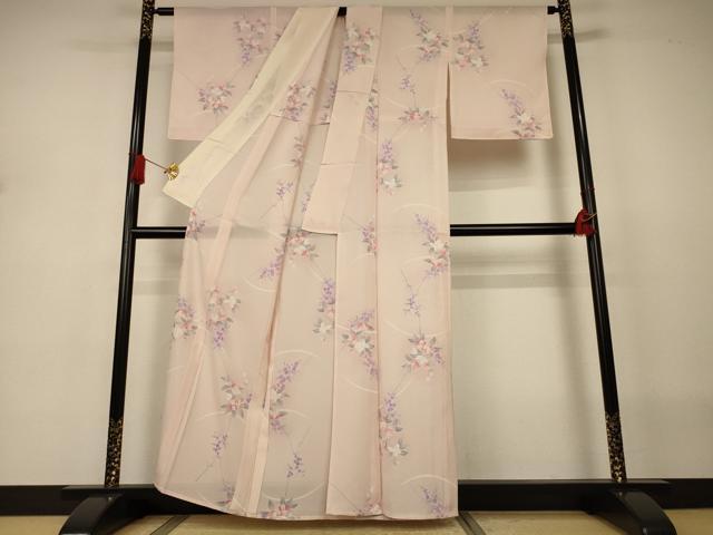 平和屋着物＊夏物　小紋　絽　草花文　正絹　逸品　AABJ2546jd