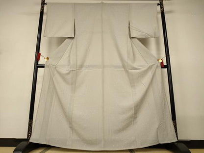 平和屋着物＊夏物　小紋　絽　箔散らし文様　銀彩　正絹　逸品　AABJ2547jd