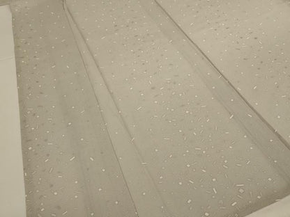 平和屋着物＊夏物　小紋　絽　箔散らし文様　銀彩　正絹　逸品　AABJ2547jd