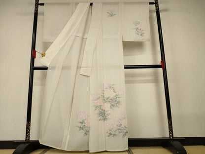 平和屋着物＊夏物　訪問着　絽　手描き　草花文　正絹　逸品　AABJ2548jd