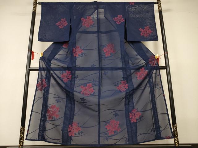 平和屋着物＊夏物　小紋　紗　芝花文　正絹　逸品　AABJ2551jd