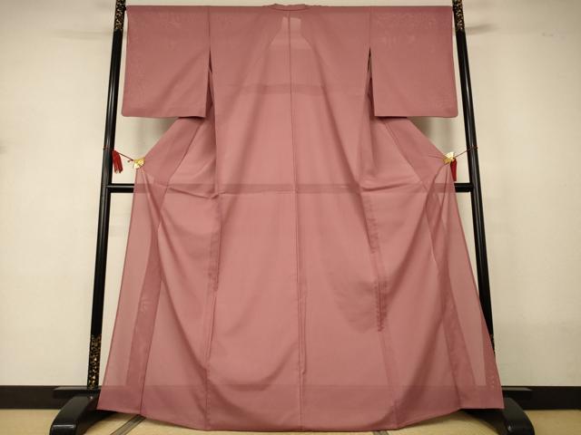 平和屋着物＊夏物　色無地　絽　宗伝唐茶色　洗える着物　AABJ2554jd