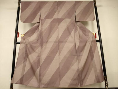 平和屋着物＊夏物　小紋　絽　変わり斜縞　正絹　逸品　AABJ2558jd