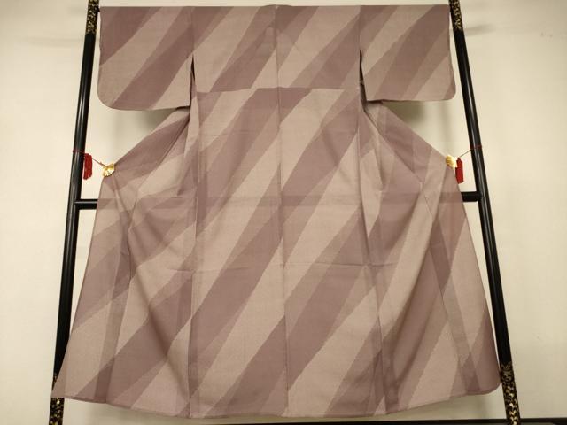 平和屋着物＊夏物　小紋　絽　変わり斜縞　正絹　逸品　AABJ2558jd