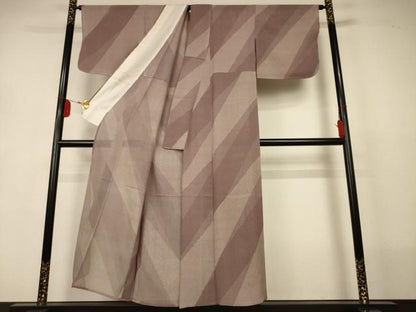 平和屋着物＊夏物　小紋　絽　変わり斜縞　正絹　逸品　AABJ2558jd
