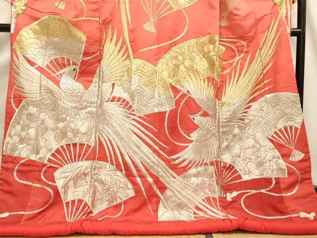 平和屋本店●色打掛　和装　婚礼　結婚式　花嫁　神社挙式　総刺繍　扇子鳳凰文　暈し染め　金銀糸　正絹　逸品　AABJ2561fw