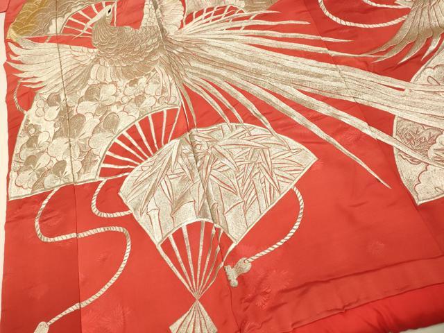 平和屋本店●色打掛　和装　婚礼　結婚式　花嫁　神社挙式　総刺繍　扇子鳳凰文　暈し染め　金銀糸　正絹　逸品　AABJ2561fw