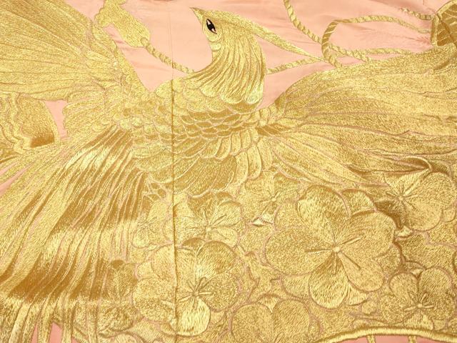 平和屋本店●色打掛　和装　婚礼　結婚式　花嫁　神社挙式　総刺繍　扇子鳳凰文　暈し染め　金銀糸　正絹　逸品　AABJ2561fw