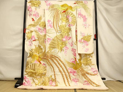 平和屋本店●色打掛　和装　婚礼　結婚式　花嫁　神社挙式　絽　総刺繍　鳳凰扇子花文　金銀糸　逸品　AABJ2571fw