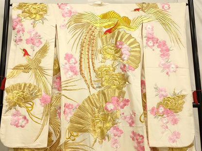平和屋本店●色打掛　和装　婚礼　結婚式　花嫁　神社挙式　絽　総刺繍　鳳凰扇子花文　金銀糸　逸品　AABJ2571fw