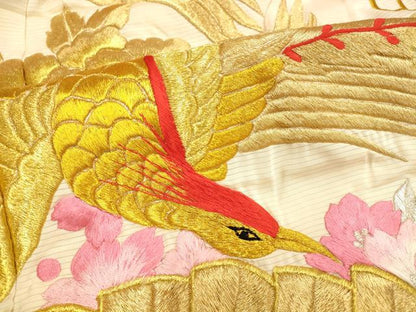 平和屋本店●色打掛　和装　婚礼　結婚式　花嫁　神社挙式　絽　総刺繍　鳳凰扇子花文　金銀糸　逸品　AABJ2571fw