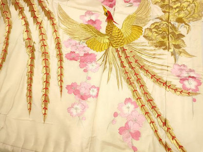 平和屋本店●色打掛　和装　婚礼　結婚式　花嫁　神社挙式　絽　総刺繍　鳳凰扇子花文　金銀糸　逸品　AABJ2571fw