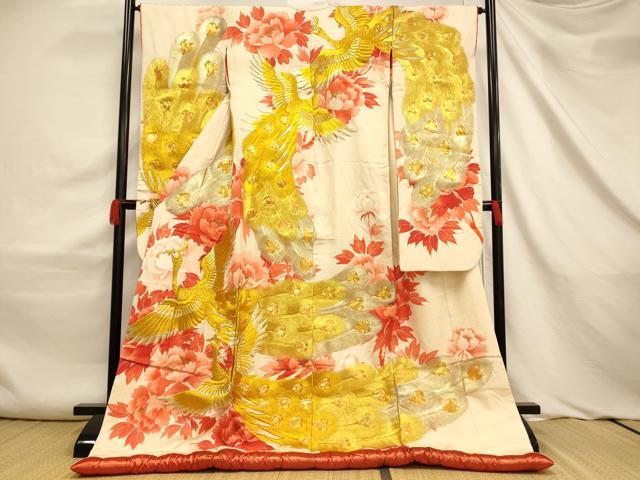 平和屋本店●色打掛　和装　婚礼　結婚式　花嫁　神社挙式　駒刺繍　鳳凰牡丹文　金彩　金銀糸　逸品　AABJ2574fw