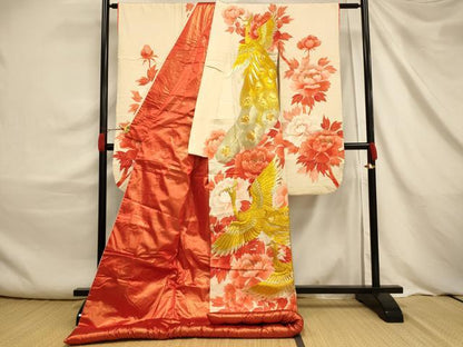 平和屋本店●色打掛　和装　婚礼　結婚式　花嫁　神社挙式　駒刺繍　鳳凰牡丹文　金彩　金銀糸　逸品　AABJ2574fw