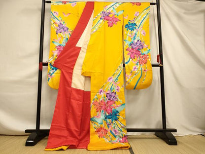 平和屋本店●お引きずり・お引き摺り・引き振袖 和装 結婚式 舞妓 芸妓 芸者 衣装 駒刺繍 舞蝶更紗花文 暈し染め 銀彩 AABJ2604fw