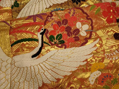 平和屋本店●色打掛　和装　婚礼　結婚式　花嫁　神社挙式　唐織　雪輪草花鶴文　金糸　逸品　AABJ2614fw