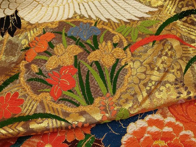 平和屋本店●色打掛　和装　婚礼　結婚式　花嫁　神社挙式　唐織　雪輪草花鶴文　金糸　逸品　AABJ2614fw
