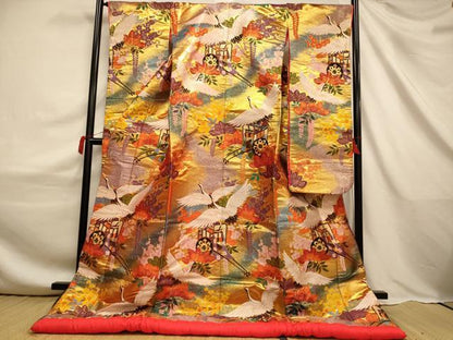 平和屋本店●色打掛　和装　婚礼　結婚式　花嫁　神社挙式　唐織　飛鶴御所車文　金銀糸　逸品　AABJ2617fw