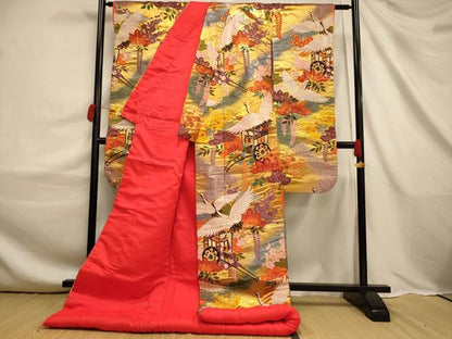 平和屋本店●色打掛　和装　婚礼　結婚式　花嫁　神社挙式　唐織　飛鶴御所車文　金銀糸　逸品　AABJ2617fw