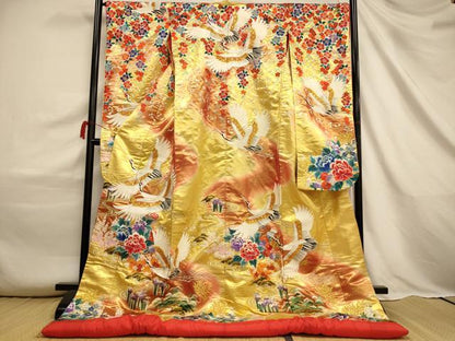 平和屋本店●色打掛　和装　婚礼　結婚式　花嫁　神社挙式　総刺繍　飛鶴枝垂れ花文　暈し染め　金銀糸　逸品　AABJ2621fw