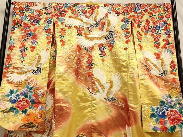 平和屋本店●色打掛　和装　婚礼　結婚式　花嫁　神社挙式　総刺繍　飛鶴枝垂れ花文　暈し染め　金銀糸　逸品　AABJ2621fw