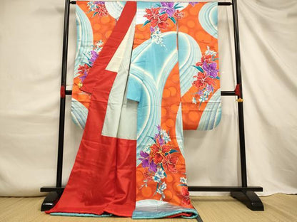 平和屋本店●お引きずり・お引き摺り・引き振袖　和装　結婚式　舞妓　芸妓　芸者　衣装　駒刺繍　草花文　暈し染め　銀彩　AABJ2625fw