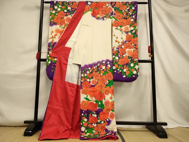 平和屋本店●お引きずり・お引き摺り・引き振袖　和装　結婚式　舞妓　芸妓　芸者　衣装　刺繍　枝梅文　暈し染め　金彩　AABJ2628fw