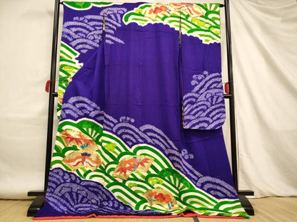 平和屋本店●お引きずり・お引き摺り・引き振袖　和装　結婚式　舞妓　芸妓　芸者　衣装　駒刺繍　地紙竹梅鶴文　金彩　AABJ2631fw