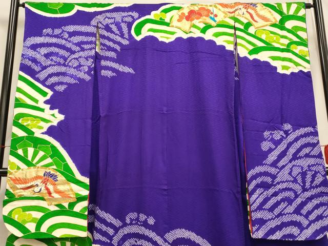 平和屋本店●お引きずり・お引き摺り・引き振袖　和装　結婚式　舞妓　芸妓　芸者　衣装　駒刺繍　地紙竹梅鶴文　金彩　AABJ2631fw