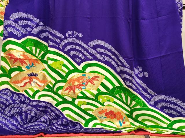 平和屋本店●お引きずり・お引き摺り・引き振袖　和装　結婚式　舞妓　芸妓　芸者　衣装　駒刺繍　地紙竹梅鶴文　金彩　AABJ2631fw