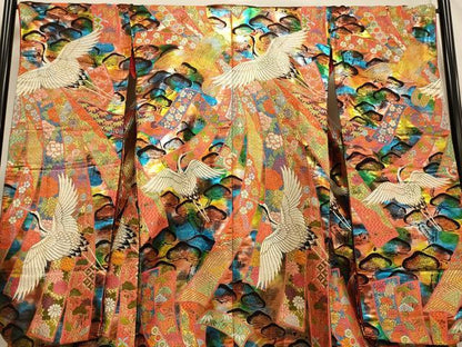 平和屋本店●色打掛　婚礼　結婚式　和装　花嫁　神社挙式　唐織　松竹梅束ね熨斗鶴文　金銀糸　暈し染め　黒地　逸品　AABJ2635fw