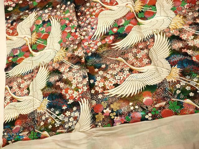 平和屋本店●色打掛　和装　結婚式　神社挙式　婚礼　花嫁　唐織　暈し染め　飛鶴草花文　金銀糸　黒地　逸品　AABJ2644fw