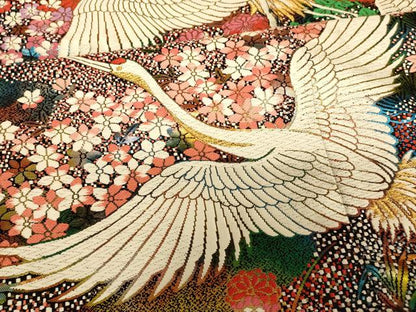 平和屋本店●色打掛　和装　結婚式　神社挙式　婚礼　花嫁　唐織　暈し染め　飛鶴草花文　金銀糸　黒地　逸品　AABJ2644fw