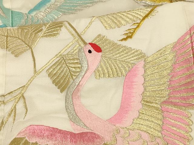 平和屋本店●夏物　色打掛　和装　婚礼　結婚式　花嫁　神社挙式　総刺繍　飛鶴枝葉文　金銀糸　逸品　AABJ2646fw