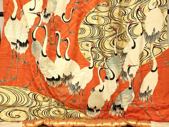 平和屋本店●色打掛　婚礼　和装　花嫁　結婚式　神社挙式　群れ鶴光琳水　駒刺繍　金彩　金糸　逸品　AABJ2656fw