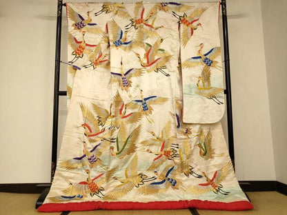 平和屋本店●色打掛　和装　結婚式　婚礼　花嫁　神社挙式　総刺繍　暈し染め　飛鶴文　金銀糸　逸品　AABJ2667fw