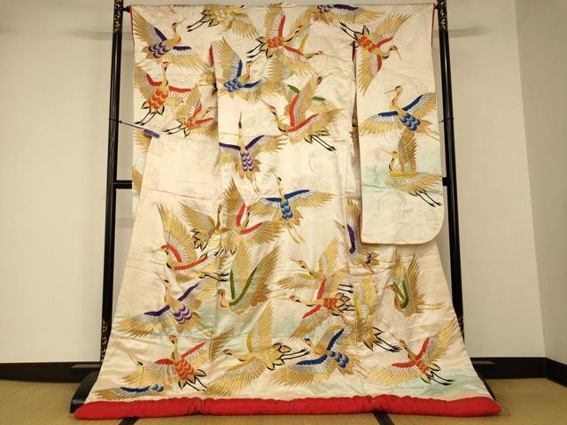 平和屋本店●色打掛　和装　結婚式　婚礼　花嫁　神社挙式　総刺繍　暈し染め　飛鶴文　金銀糸　逸品　AABJ2667fw