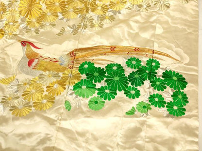 平和屋本店●色打掛　和装　婚礼　結婚式　花嫁　神社挙式　総刺繍　孔雀草花文　金銀糸　逸品　AABJ2669fw