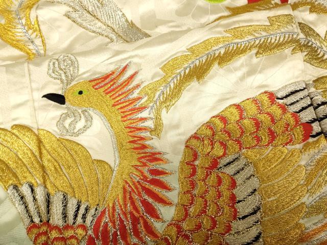 平和屋本店●色打掛　和装　婚礼　結婚式　花嫁　神社挙式　総刺繍　鳳凰枝花文　暈し染め　金銀糸　銀通し地　逸品　AABJ2670fw