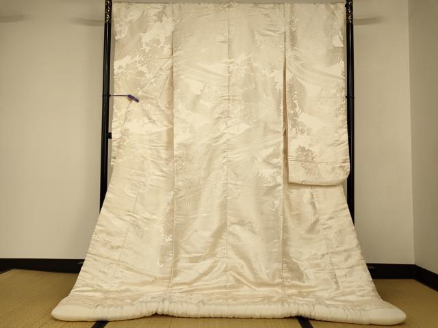 平和屋本店●白打掛　白無垢　和装　婚礼　結婚式　花嫁　神社挙式　唐織　花車飛鶴文　逸品　AABJ2675fw